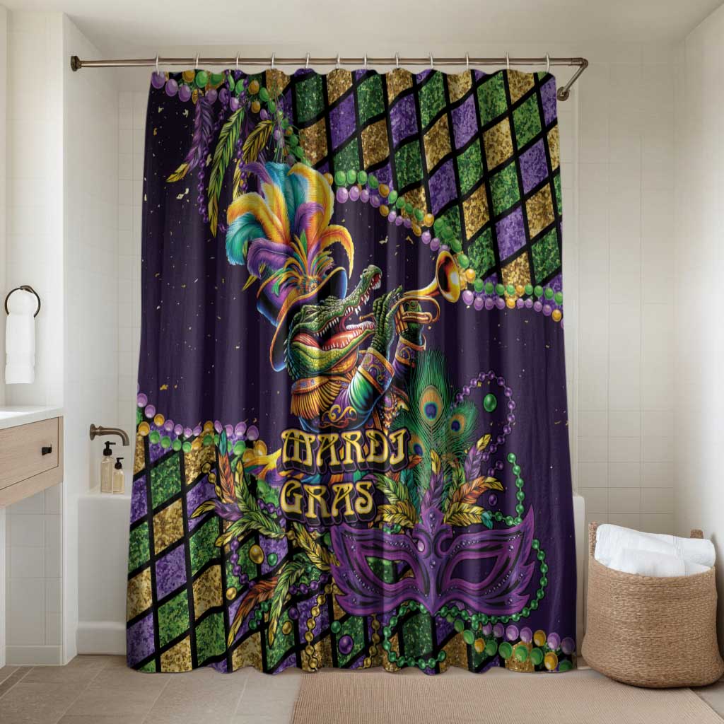 Mardi Gras Alligator Bathroom Set Let the Gator Jazz Roll - Wonder Print Shop