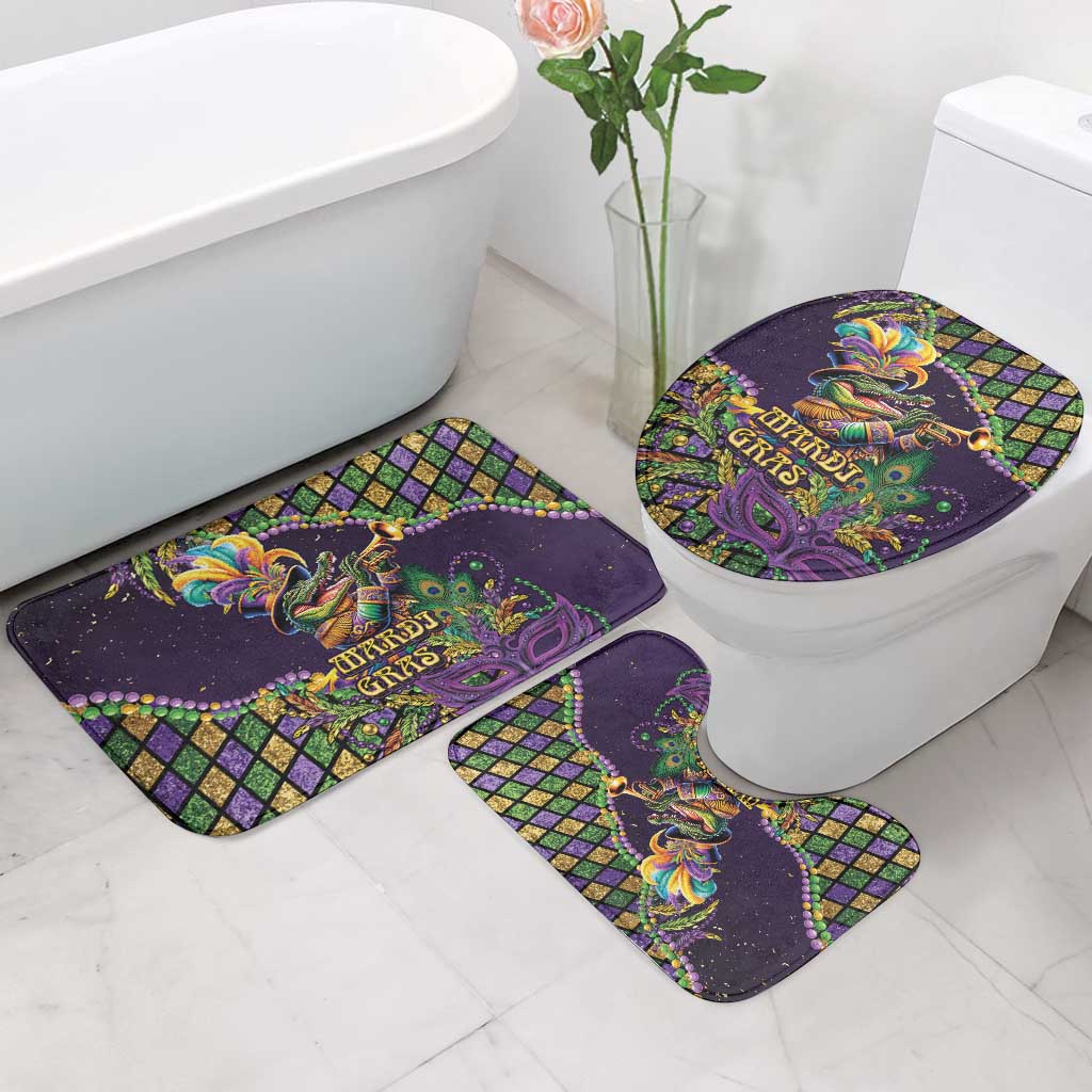 Mardi Gras Alligator Bathroom Set Let the Gator Jazz Roll - Wonder Print Shop