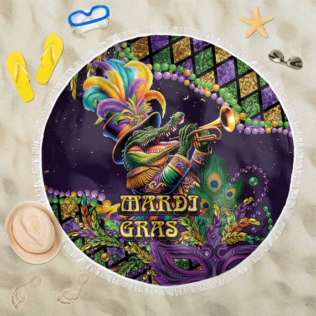 Mardi Gras Alligator Beach Blanket Let the Gator Jazz Roll - Wonder Print Shop