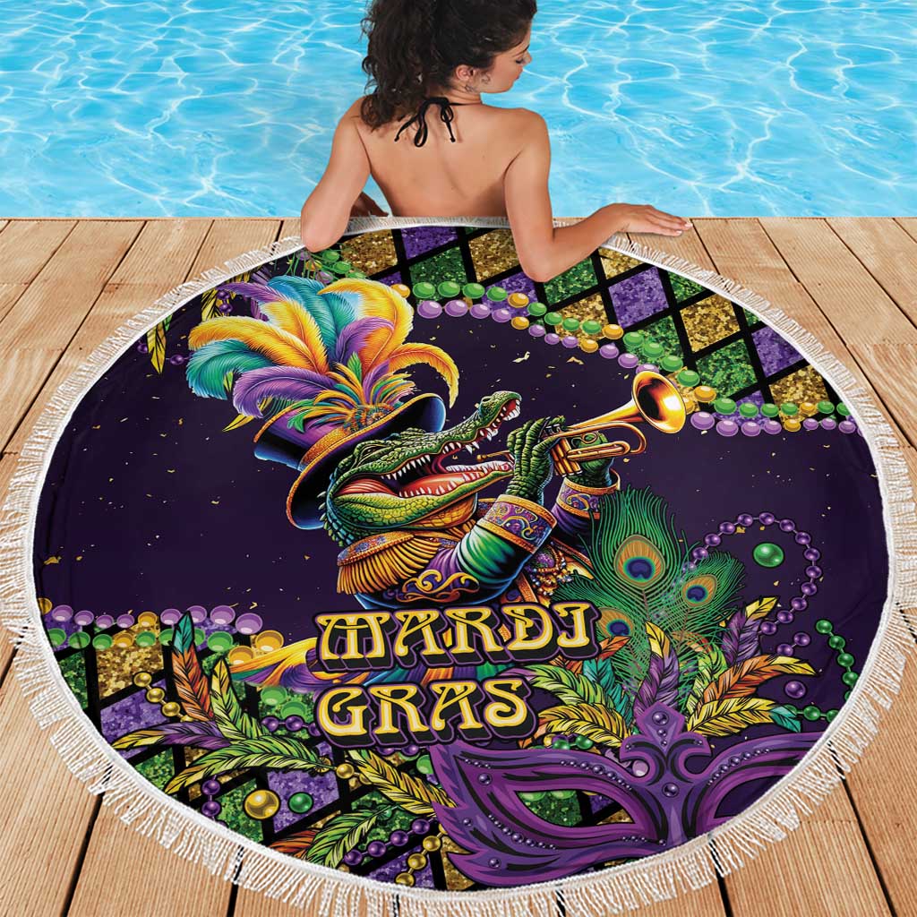 Mardi Gras Alligator Beach Blanket Let the Gator Jazz Roll - Wonder Print Shop