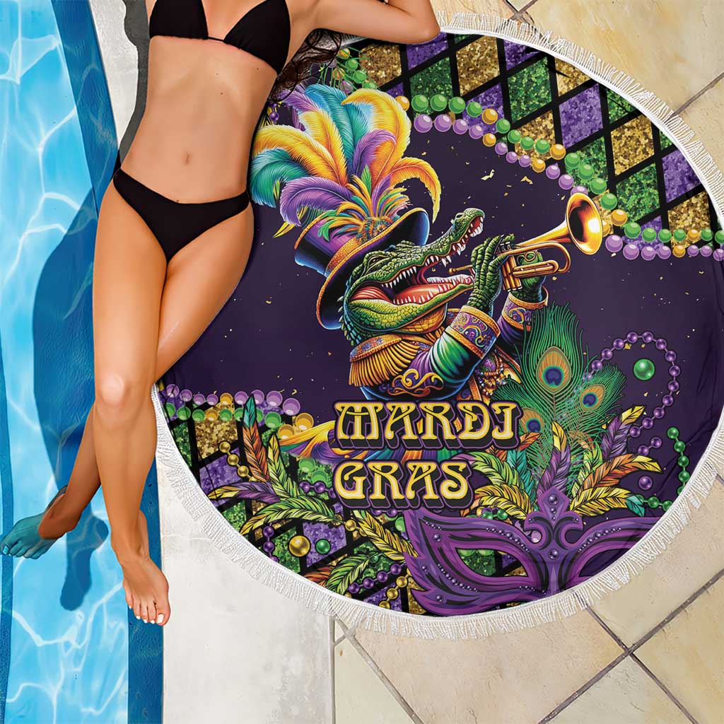 Mardi Gras Alligator Beach Blanket Let the Gator Jazz Roll - Wonder Print Shop
