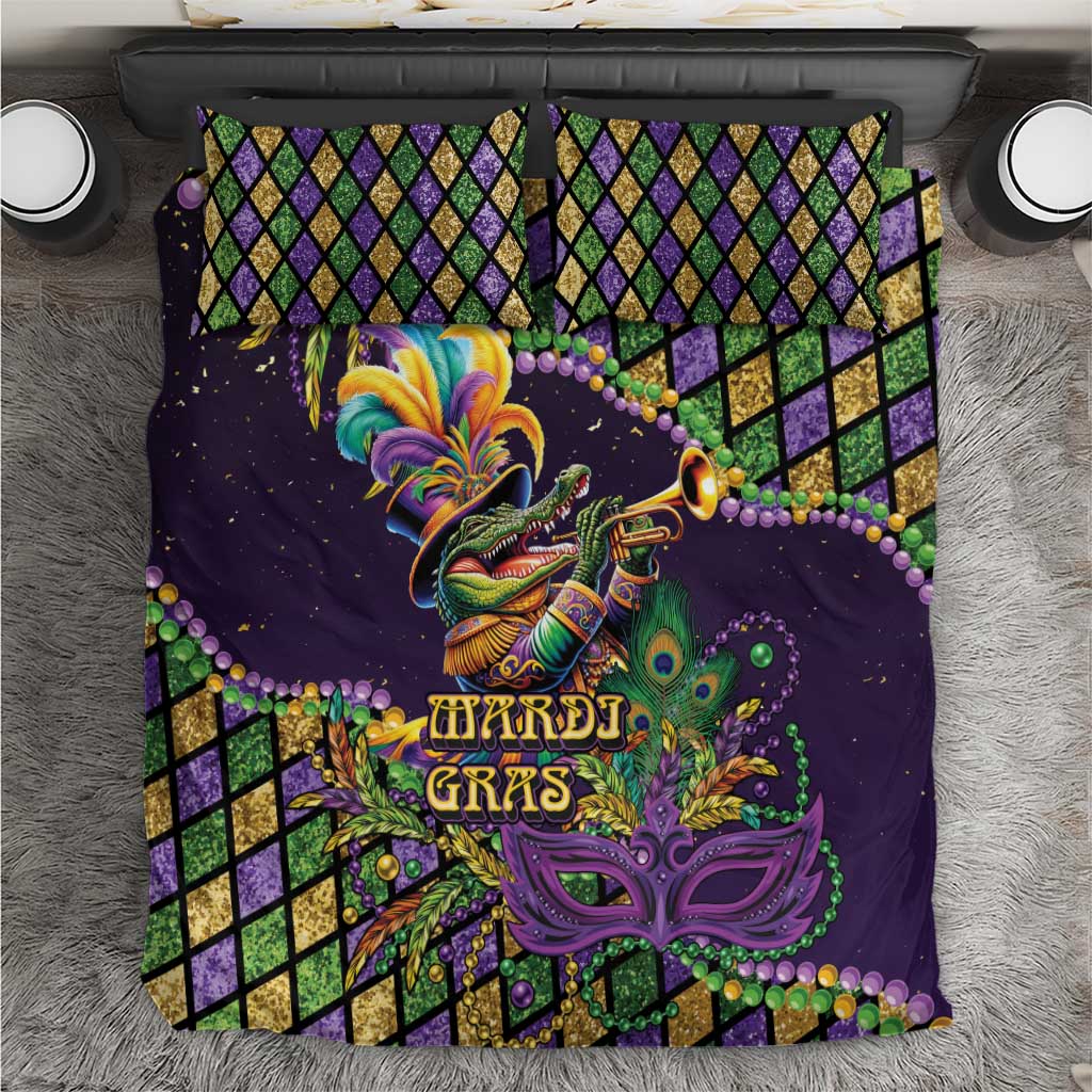 Mardi Gras Alligator Bedding Set Let the Gator Jazz Roll - Wonder Print Shop