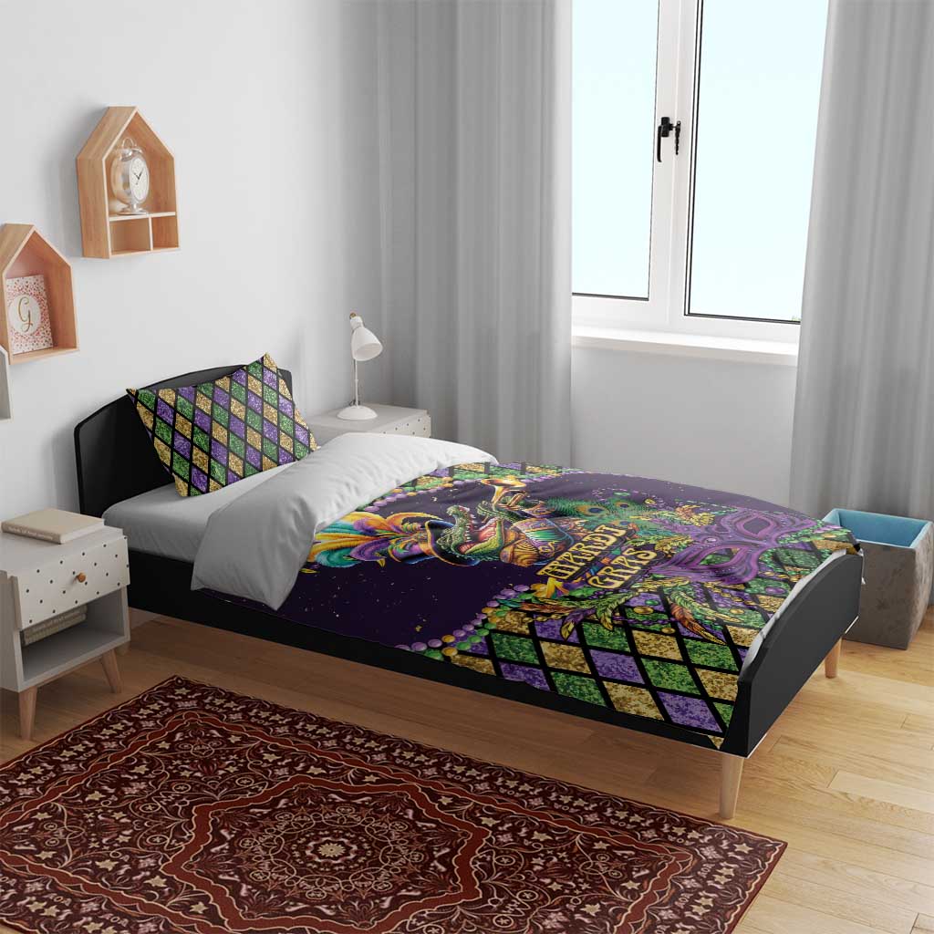 Mardi Gras Alligator Bedding Set Let the Gator Jazz Roll - Wonder Print Shop