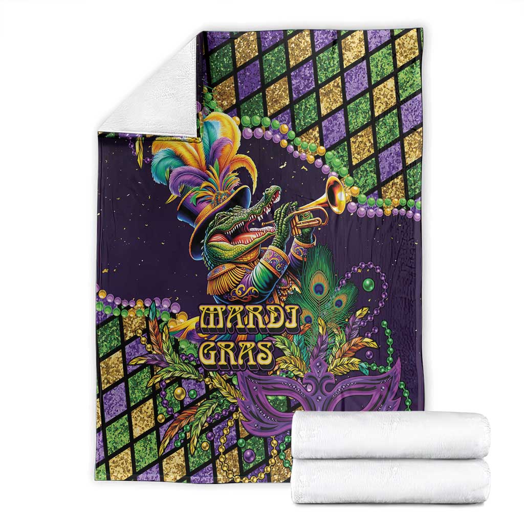 Mardi Gras Alligator Blanket Let the Gator Jazz Roll - Wonder Print Shop