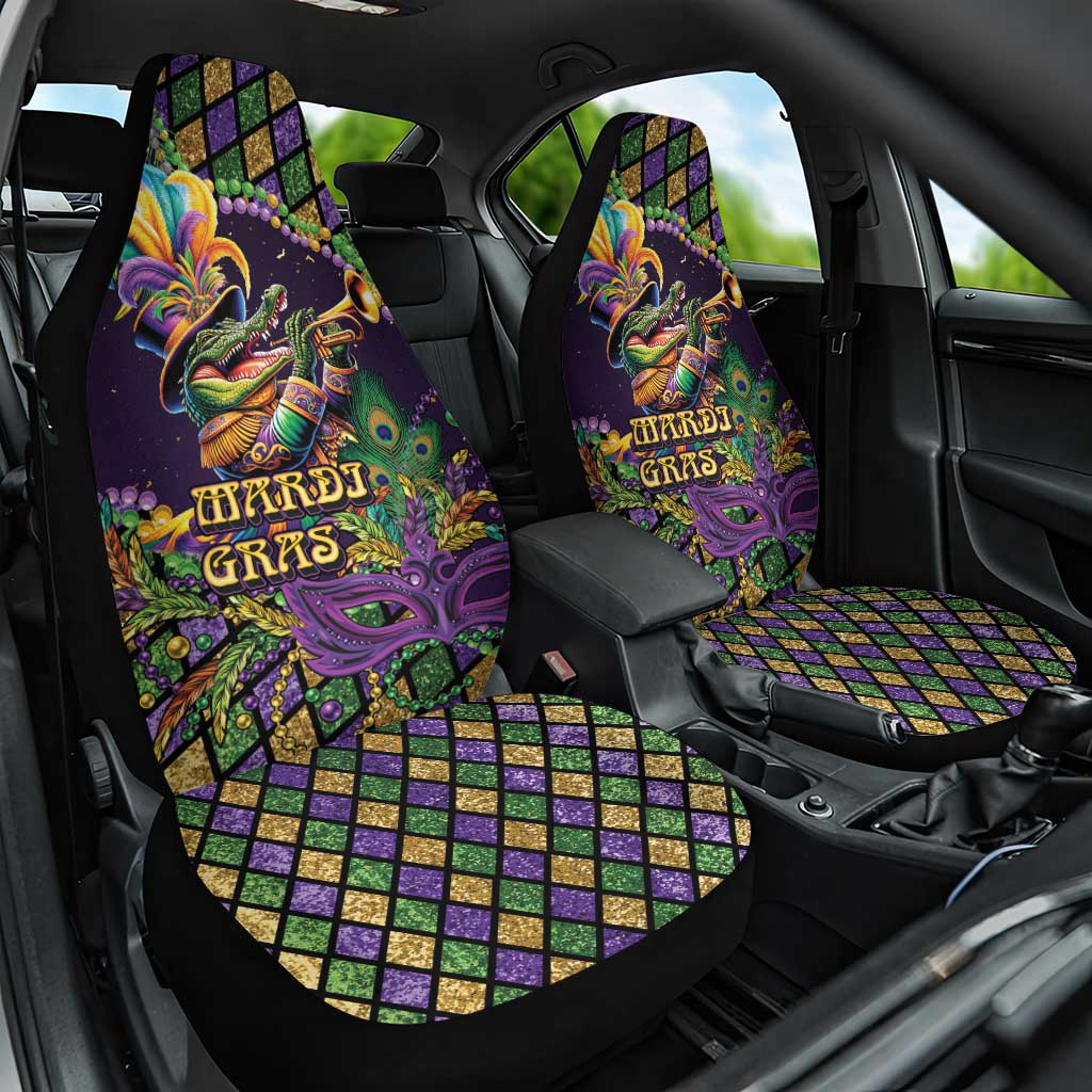 Mardi Gras Alligator Car Seat Cover Let the Gator Jazz Roll - Wonder Print Shop