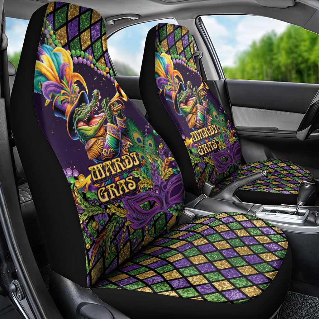 Mardi Gras Alligator Car Seat Cover Let the Gator Jazz Roll - Wonder Print Shop