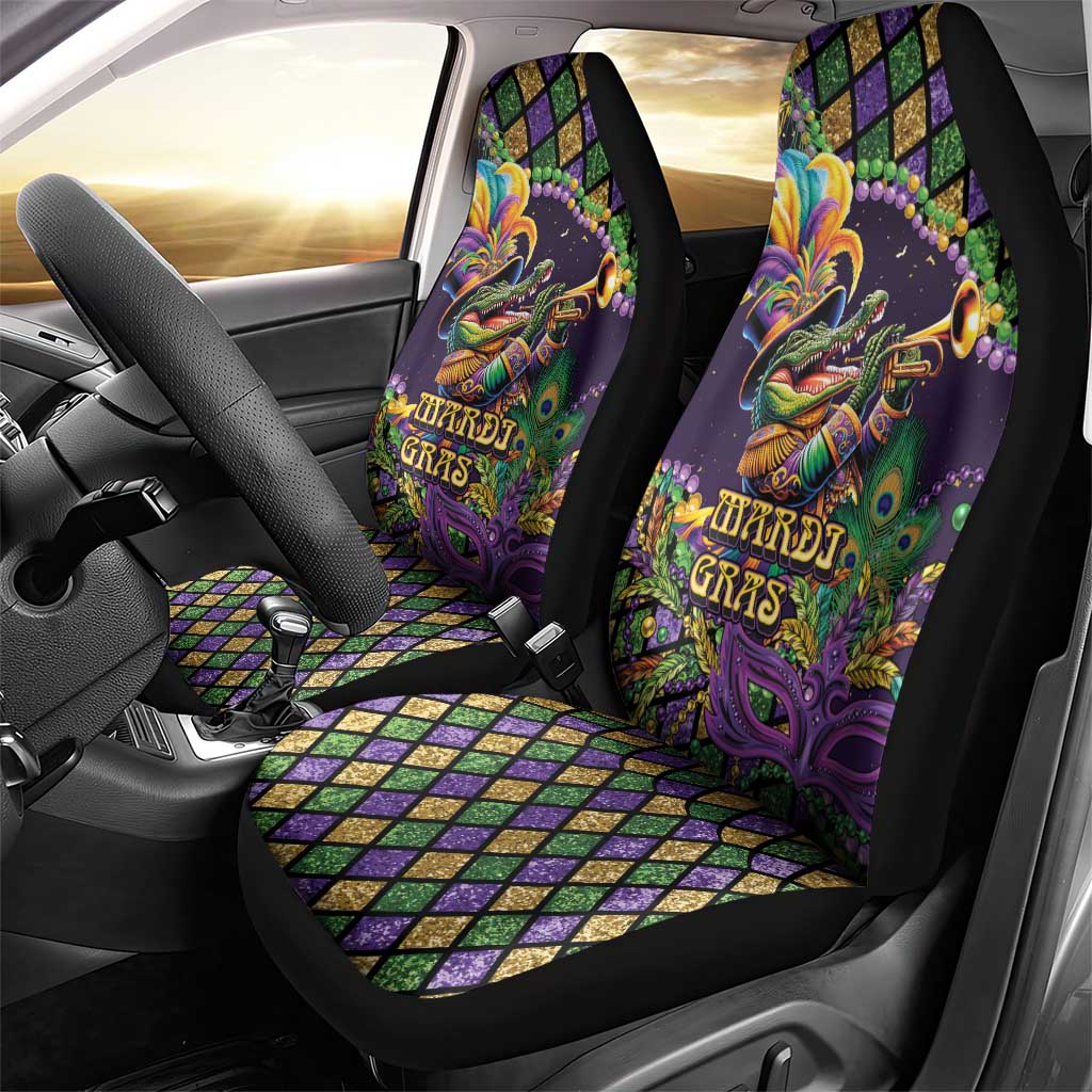 Mardi Gras Alligator Car Seat Cover Let the Gator Jazz Roll - Wonder Print Shop
