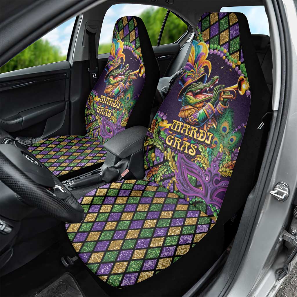 Mardi Gras Alligator Car Seat Cover Let the Gator Jazz Roll - Wonder Print Shop