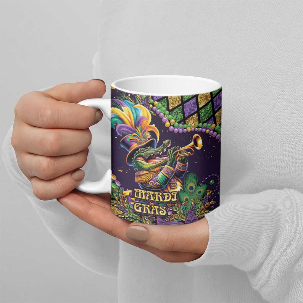 Mardi Gras Alligator Ceramic Mug Let the Gator Jazz Roll - Wonder Print Shop