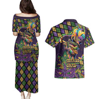 Mardi Gras Alligator Couples Matching Puletasi and Hawaiian Shirt Let the Gator Jazz Roll - Wonder Print Shop