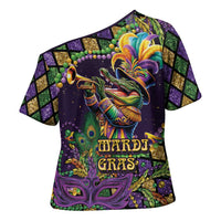 Mardi Gras Alligator Cross Shoulder Shirt Let the Gator Jazz Roll - Wonder Print Shop