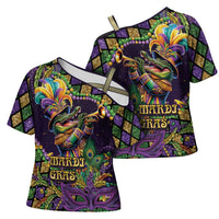 Mardi Gras Alligator Cross Shoulder Shirt Let the Gator Jazz Roll - Wonder Print Shop