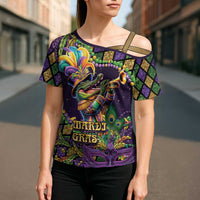 Mardi Gras Alligator Cross Shoulder Shirt Let the Gator Jazz Roll - Wonder Print Shop