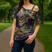 Mardi Gras Alligator Cross Shoulder Shirt Let the Gator Jazz Roll - Wonder Print Shop