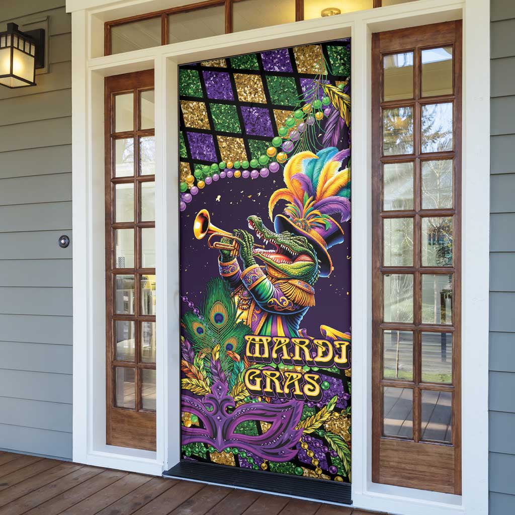 Mardi Gras Alligator Door Cover Let the Gator Jazz Roll - Wonder Print Shop