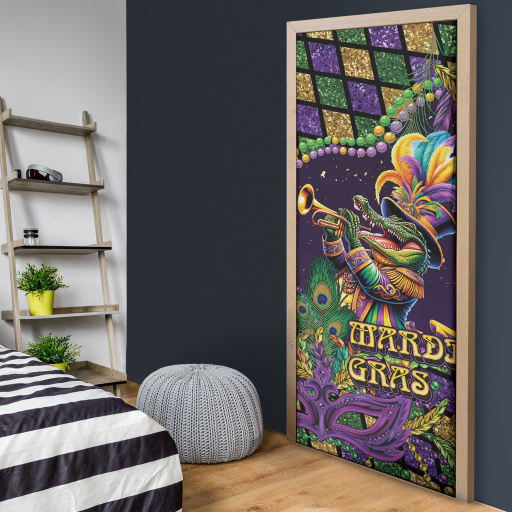 Mardi Gras Alligator Door Cover Let the Gator Jazz Roll - Wonder Print Shop