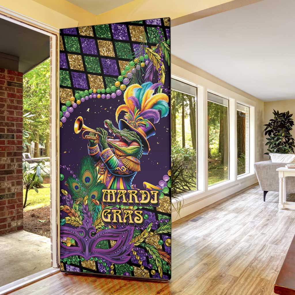 Mardi Gras Alligator Door Cover Let the Gator Jazz Roll - Wonder Print Shop