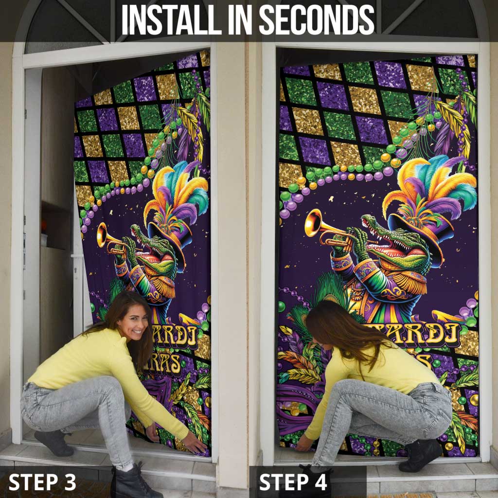 Mardi Gras Alligator Door Cover Let the Gator Jazz Roll - Wonder Print Shop