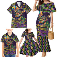 Mardi Gras Alligator Family Matching Mermaid Dress and Hawaiian Shirt Let the Gator Jazz Roll - Wonder Print Shop