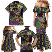 Mardi Gras Alligator Family Matching Mermaid Dress and Hawaiian Shirt Let the Gator Jazz Roll - Wonder Print Shop