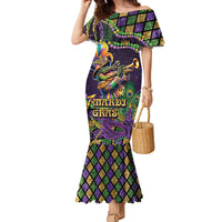 Mardi Gras Alligator Family Matching Mermaid Dress and Hawaiian Shirt Let the Gator Jazz Roll - Wonder Print Shop