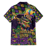 Mardi Gras Alligator Family Matching Off The Shoulder Long Sleeve Dress and Hawaiian Shirt Let the Gator Jazz Roll - Wonder Print Shop