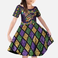 Mardi Gras Alligator Family Matching Off Shoulder Maxi Dress and Hawaiian Shirt Let the Gator Jazz Roll - Wonder Print Shop