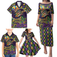Mardi Gras Alligator Family Matching Puletasi and Hawaiian Shirt Let the Gator Jazz Roll - Wonder Print Shop