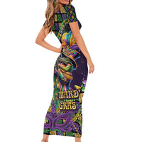 Mardi Gras Alligator Family Matching Short Sleeve Bodycon Dress and Hawaiian Shirt Let the Gator Jazz Roll - Wonder Print Shop