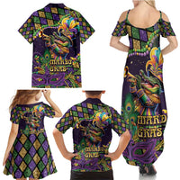 Mardi Gras Alligator Family Matching Summer Maxi Dress and Hawaiian Shirt Let the Gator Jazz Roll - Wonder Print Shop