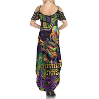 Mardi Gras Alligator Family Matching Summer Maxi Dress and Hawaiian Shirt Let the Gator Jazz Roll - Wonder Print Shop