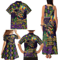 Mardi Gras Alligator Family Matching Tank Maxi Dress and Hawaiian Shirt Let the Gator Jazz Roll - Wonder Print Shop