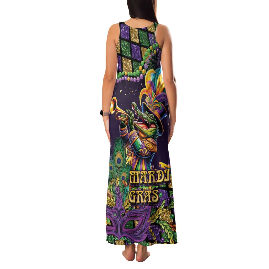 Mardi Gras Alligator Family Matching Tank Maxi Dress and Hawaiian Shirt Let the Gator Jazz Roll - Wonder Print Shop