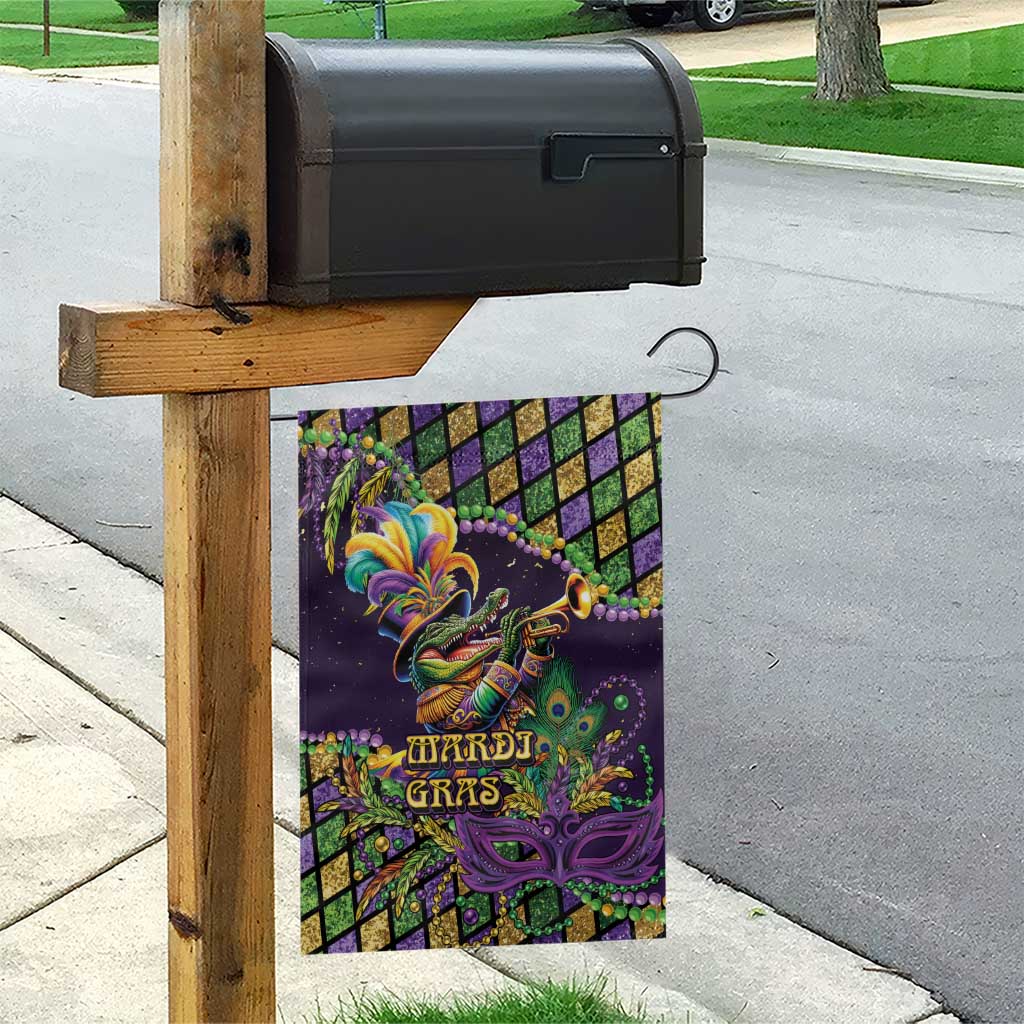 Mardi Gras Alligator Garden Flag Let the Gator Jazz Roll - Wonder Print Shop