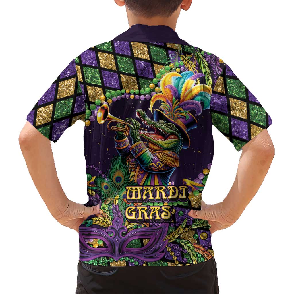 Mardi Gras Alligator Hawaiian Shirt Let the Gator Jazz Roll - Wonder Print Shop