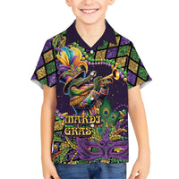 Mardi Gras Alligator Kid Hawaiian Shirt Let the Gator Jazz Roll - Wonder Print Shop