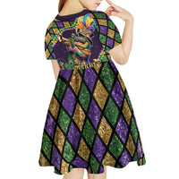 Mardi Gras Alligator Kid Short Sleeve Dress Let the Gator Jazz Roll - Wonder Print Shop
