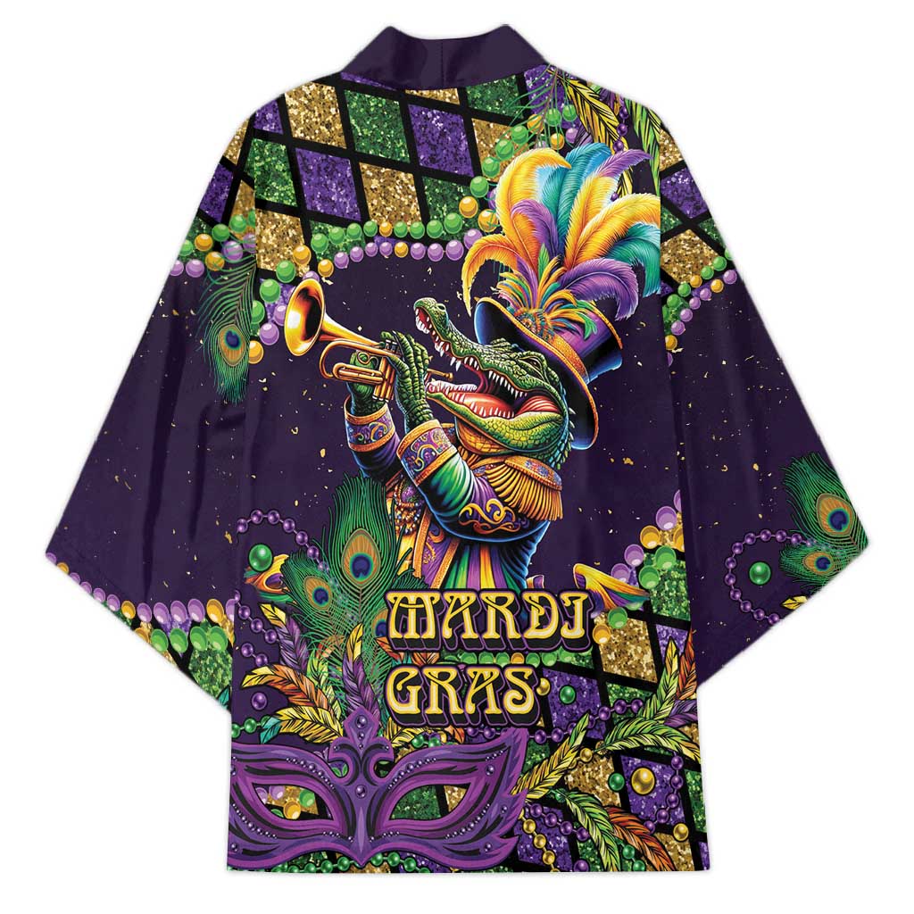 Mardi Gras Alligator Kimono Let the Gator Jazz Roll - Wonder Print Shop