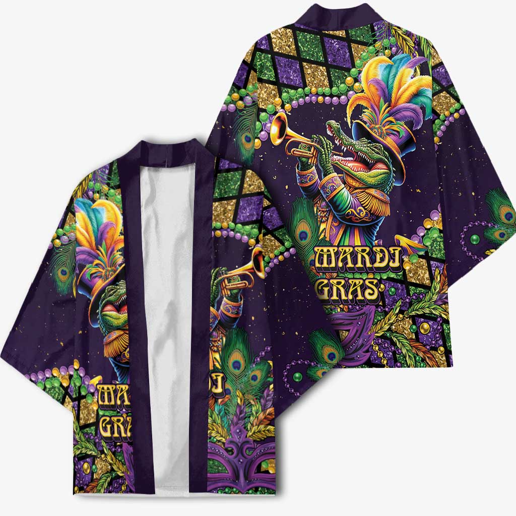 Mardi Gras Alligator Kimono Let the Gator Jazz Roll - Wonder Print Shop