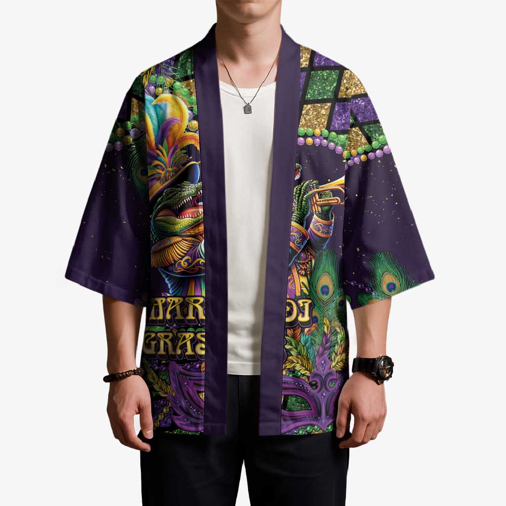 Mardi Gras Alligator Kimono Let the Gator Jazz Roll - Wonder Print Shop