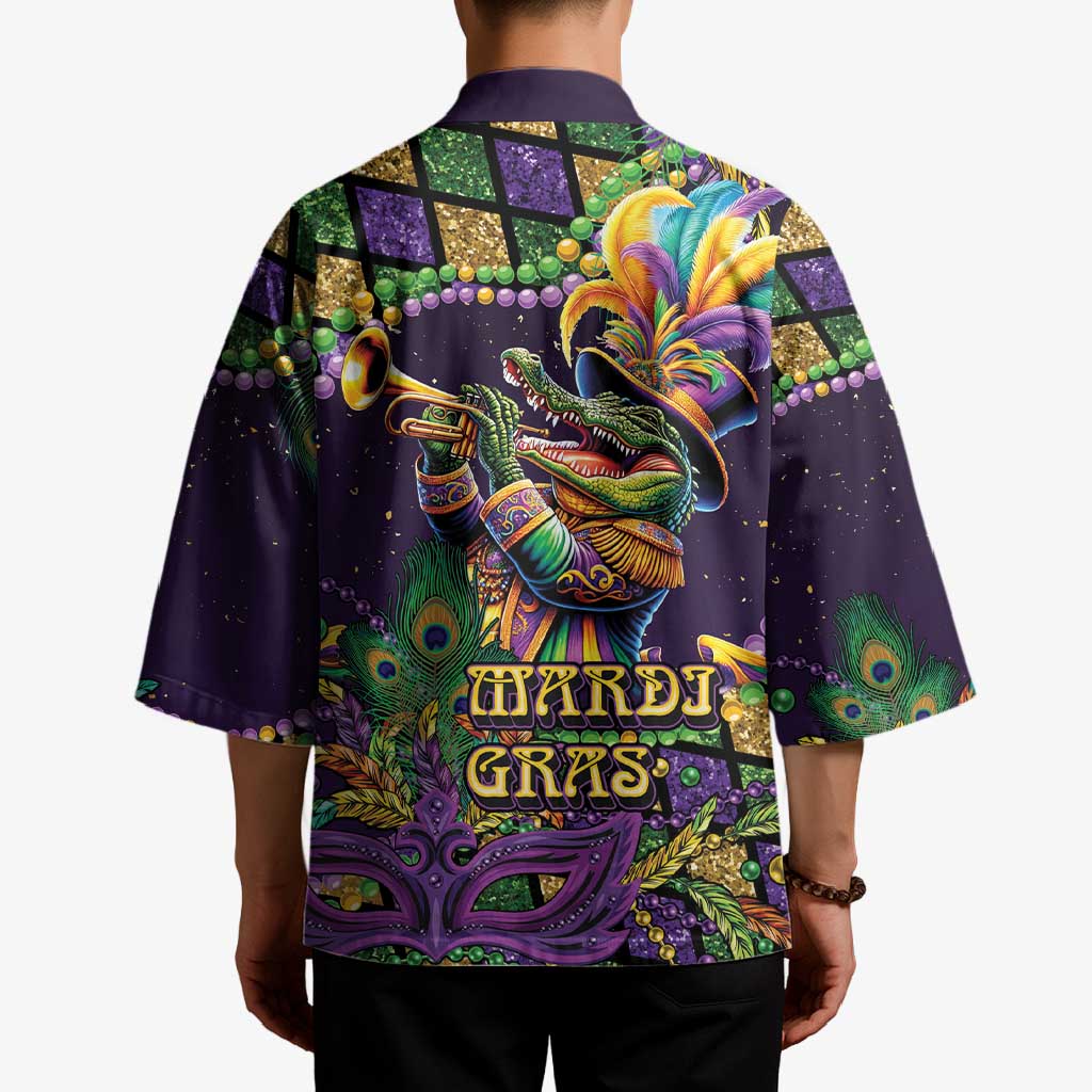 Mardi Gras Alligator Kimono Let the Gator Jazz Roll - Wonder Print Shop