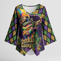 Mardi Gras Alligator Kimono Sleeve Blouse Let the Gator Jazz Roll - Wonder Print Shop