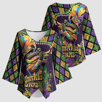 Mardi Gras Alligator Kimono Sleeve Blouse Let the Gator Jazz Roll - Wonder Print Shop