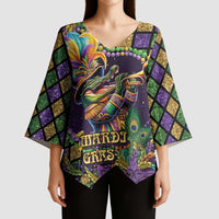 Mardi Gras Alligator Kimono Sleeve Blouse Let the Gator Jazz Roll - Wonder Print Shop