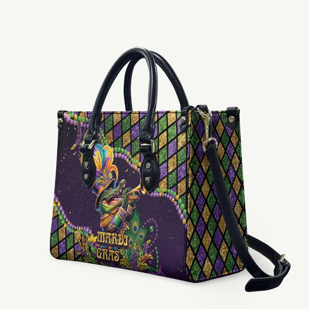 Mardi Gras Alligator Leather Bag Let the Gator Jazz Roll - Wonder Print Shop