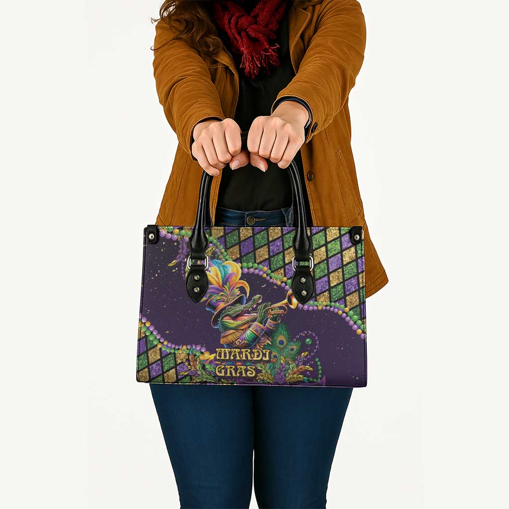 Mardi Gras Alligator Leather Bag Let the Gator Jazz Roll - Wonder Print Shop