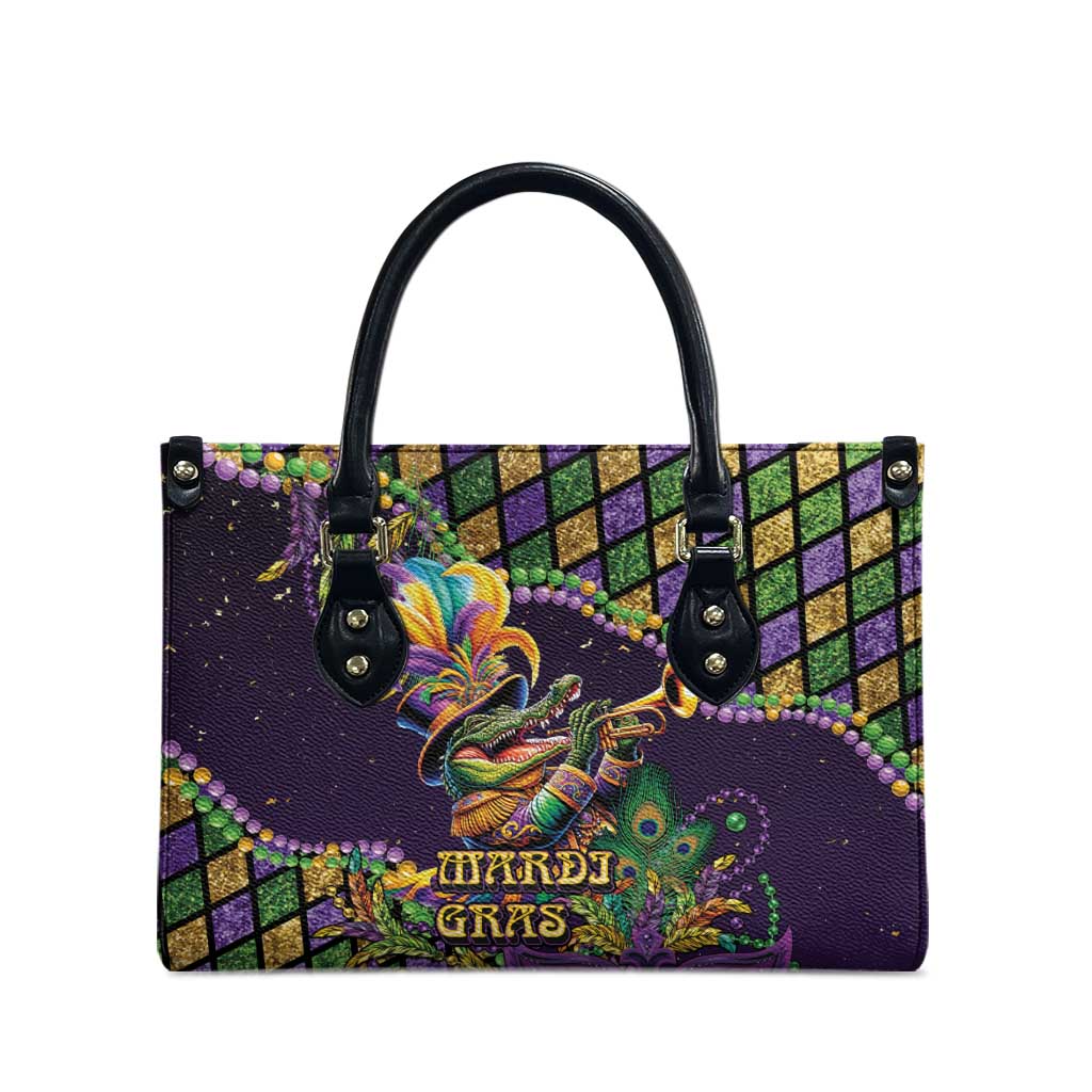 Mardi Gras Alligator Leather Bag Let the Gator Jazz Roll - Wonder Print Shop