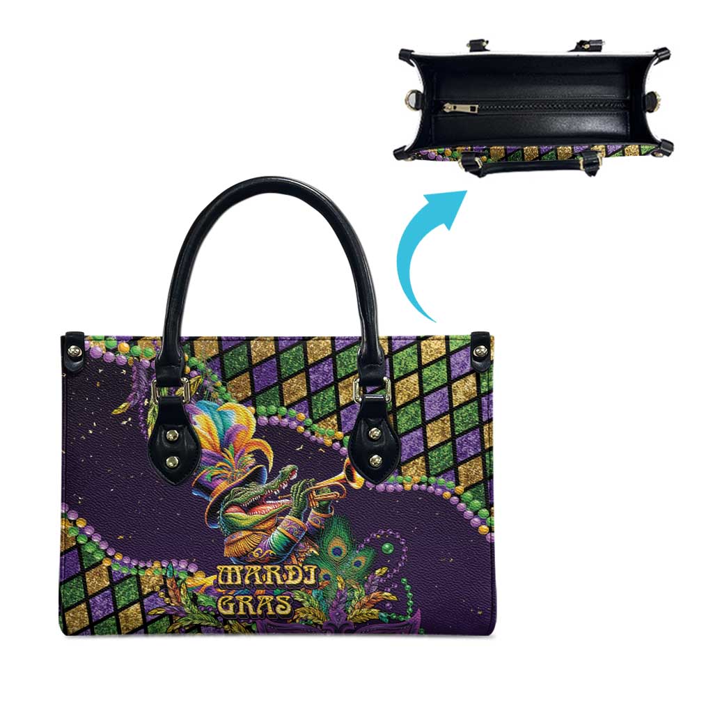 Mardi Gras Alligator Leather Bag Let the Gator Jazz Roll - Wonder Print Shop