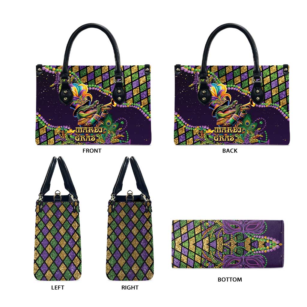 Mardi Gras Alligator Leather Bag Let the Gator Jazz Roll - Wonder Print Shop