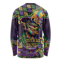 Mardi Gras Alligator Long Sleeve Shirt Let the Gator Jazz Roll - Wonder Print Shop
